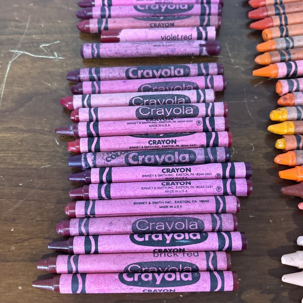 Crayola Crayons Vintage 90s Retired Binney & Smith Red Orange Thistle Pink Lot - Picture 8 of 12